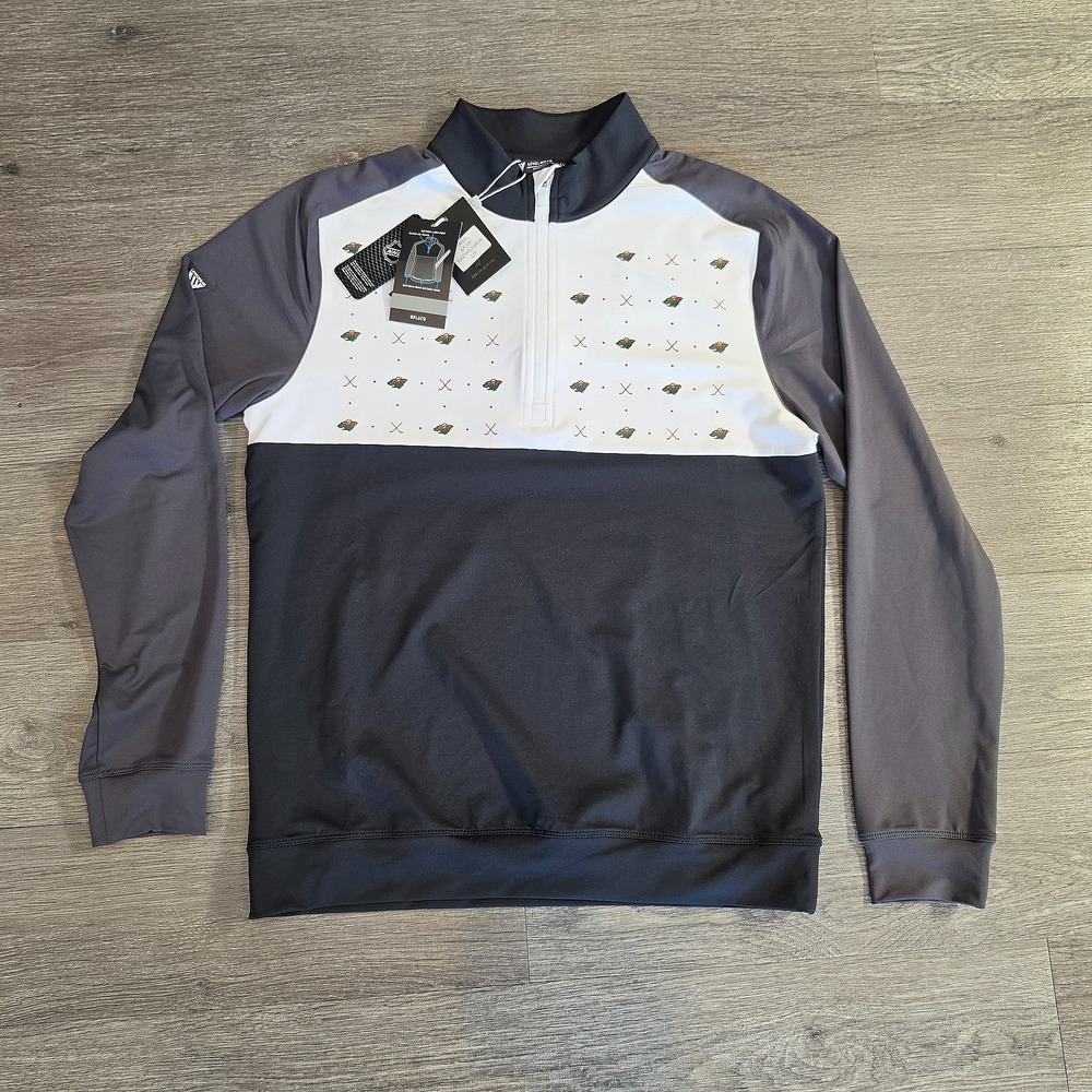 Mens sz: Sm $129 Levelwear Splice Minnesota Wild NHL Quarter Zip Pullover White